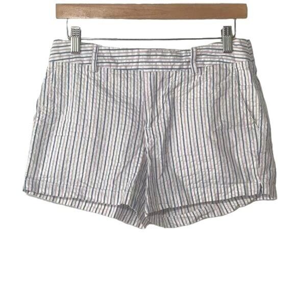 Cynthia Rowley Shorts Women's 2 Seersucker White with Pastel Pink/Blue Stripes - Picture 1 of 7
